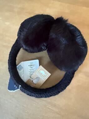 Turtlefur Ear Muffin Knit Fur Adult Black Ear Muffs winter warmth